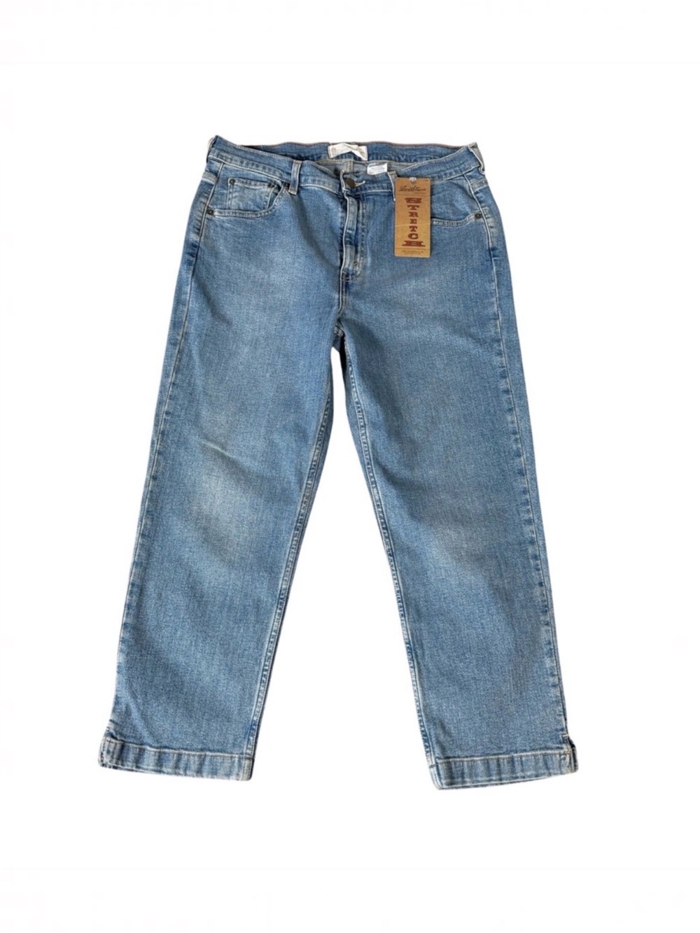 Levi Strauss Signature Slim Capri Jeans Womens 14 Medium Wash Stretch Denim NWT